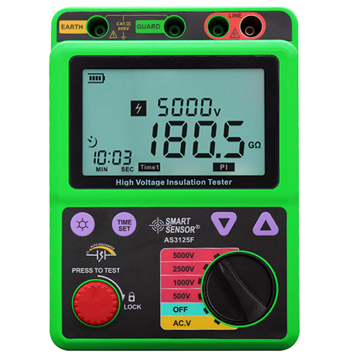 ?，?AS3125F數(shù)字兆歐表 高壓絕緣電阻表 5000V電子搖表測試儀